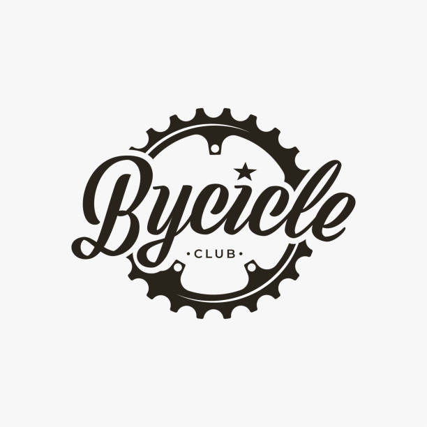 Vintage badge emblem bicycle, bike, bike shop, bike club logo icon vector illustration on white background Vintage badge emblem bicycle, bike, bike shop, bike club logo icon vector illustration on white background chainring stock illustrations