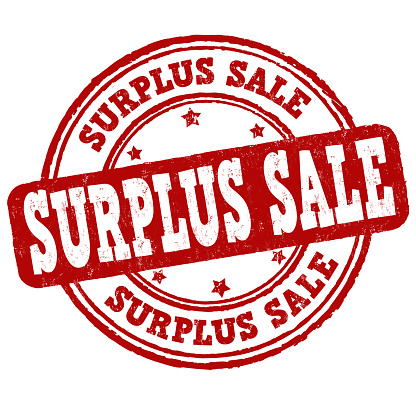 Surplus sale grunge rubber stamp on white background, vector illustration