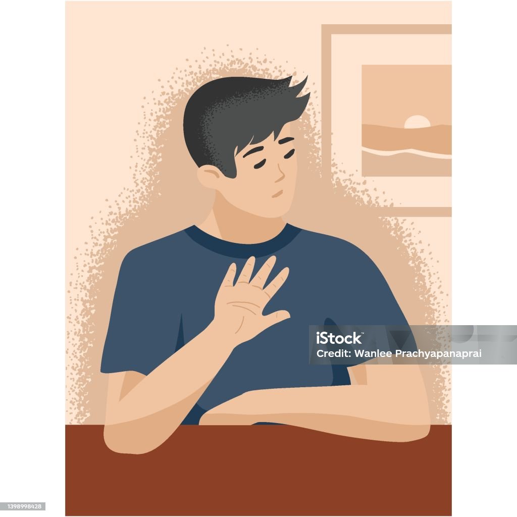 Guy Refusing Drawing Online Video Conference Vector Man Gesturing Stop Hand Sign Guy ...