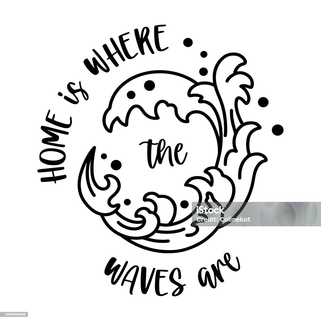 July Wave Lettering Summer Waves Lettering Stock Illustration - Download Image Now ...