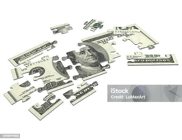 Cash Puzzle American 3d Stock Photo - Download Image Now - Puzzle, Currency, American One Hundred Dollar Bill