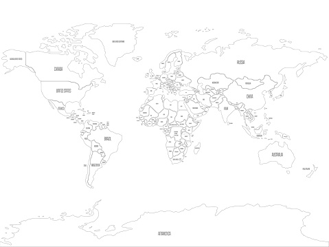 Solid Borders Map Simplified Smooth Border World Map Stock Illustration - Download Image ...