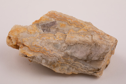 Silica Quartz mineralisation around purple fluorite cubic crystals in a mineral rock sample