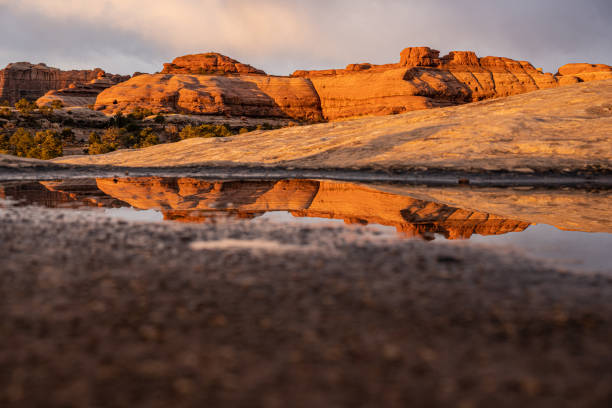 istock Bright Orange Rocks Reflect A Puddle Of Recent Rain 1399004695