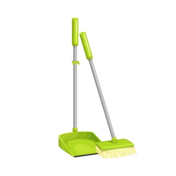 Vector illustration of Plastic broom and scoop