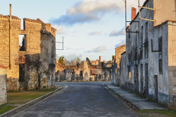 Destroyed Buildings During World War 2 In Oradour Sur Glane France Stock Photo - Download Image Now - iStock