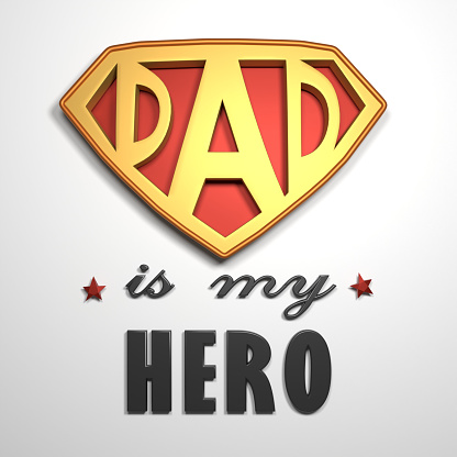 Superhero dad logo with hero title title on white background. Easy to crop for all your social media and print sizes.