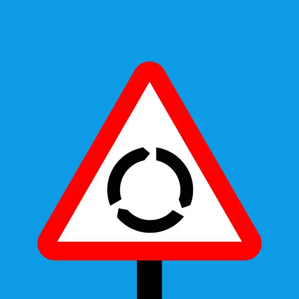 Vector illustration of Warning triangle roundabout