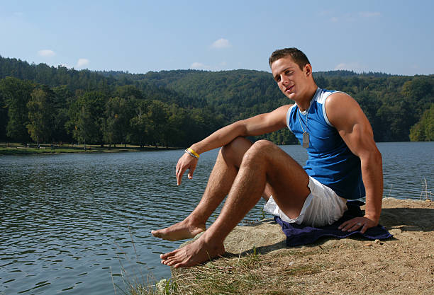 istock Muscular Man at the Beach 139900761
