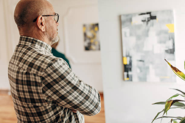 Man in art gallery