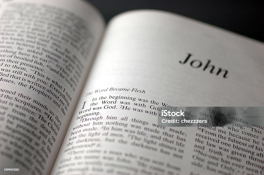 The Word Became Flesh Passage from the gospel of John in the New Testament of the Holy Bible (NIV) John The Baptist Stock Photo