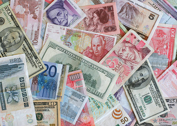 Foreign currency Bank notes from Europe, China, US, Spain, Poland, Hong Kong... hong kong currency symbol stock pictures, royalty-free photos & images