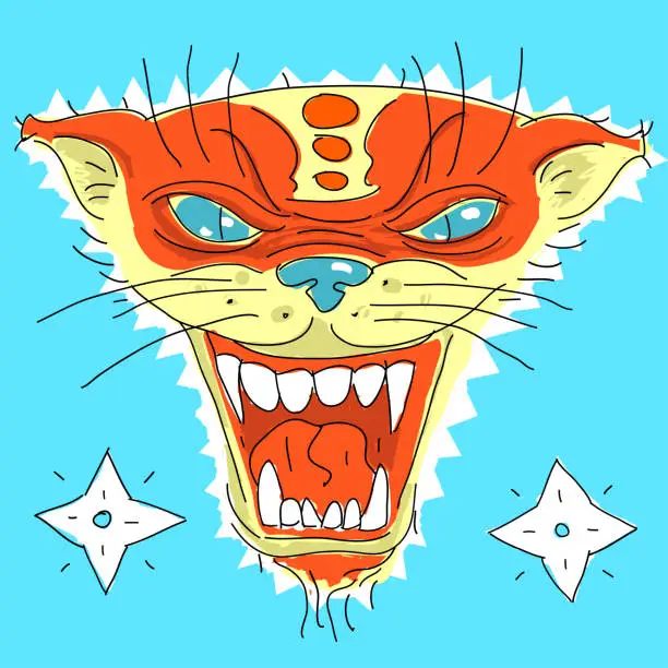 Vector illustration of Vector illustration grin wild cat