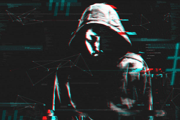 istock Computer hacker and cyber criminal concept, digitally enhanced image with grunge and glitch effect 1399015580