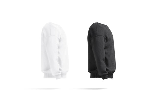 istock Blank black and white knitted sweater mockup, profile view 1399016757