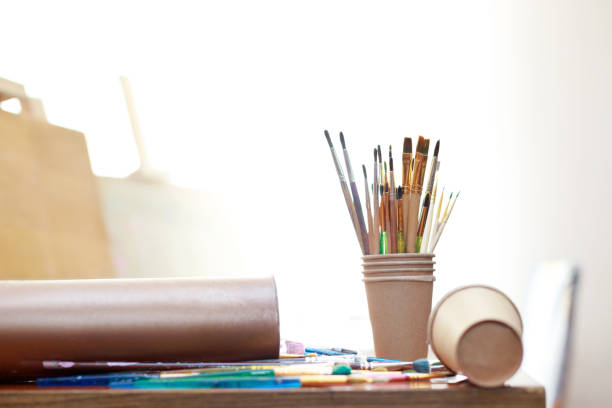 istock artist's brushes on a table in the studio close-up 1399017649