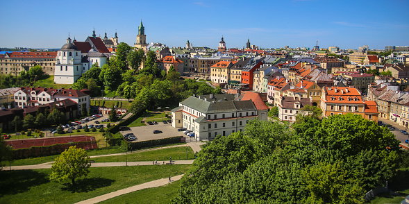 Panorama of old town in Lublin, Poland.