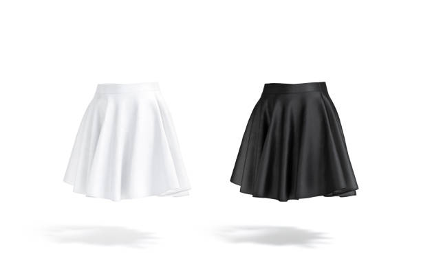 istock Blank black and white women mini skirt mockup, side view 1399018689