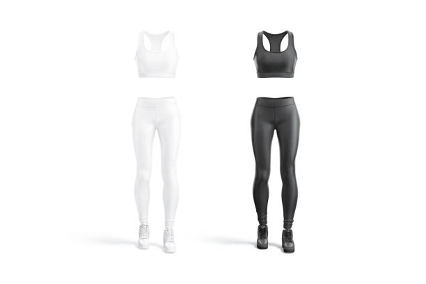 istock Blank black and white women sport uniform mockup, front view 1399018934