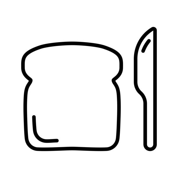 Slice of bread icon. Toast slice of bread, isolated on white background. Slice of bread icon. Toast slice of bread. Vector Illustration isolated on white background. bread silhouettes stock illustrations