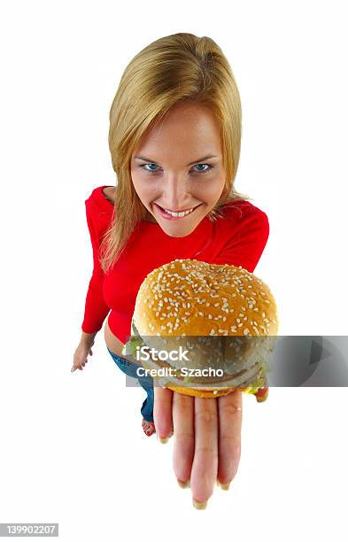 Mulheres Jovens E Burger - Fotografias de stock e mais imagens de Adulto - Adulto, Alimentação Não-saudável, Bacon