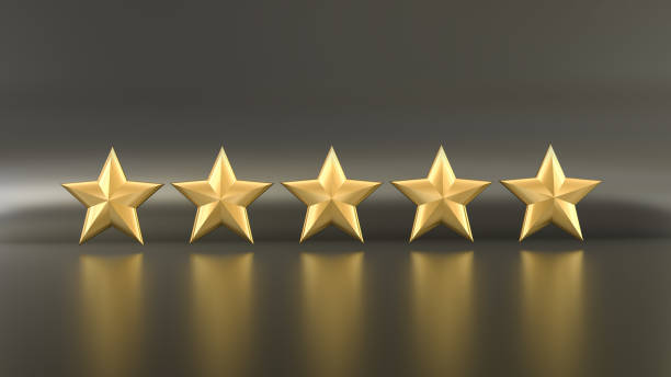 five stars gold on black - five star hotel imagens e fotografias de stock