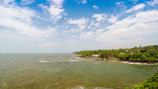 The idyllic rocky tourist attraction lies at the spot where the Mandovi and the Zuari rivers meet and confluences with the Arabian Sea