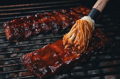 BBQ Pork Spareribs on Barbecue Grill