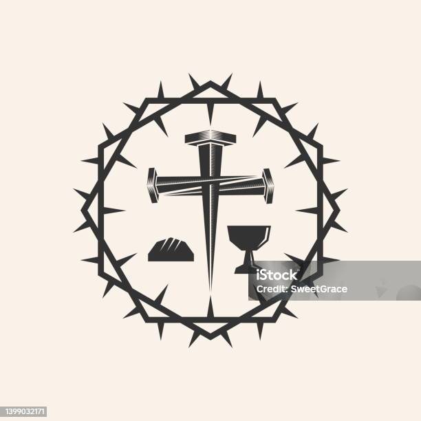 Di Cosa Era Fatta La Corona Di Spine Di Gesù Illustrazione Cristiana Una Croce Fatta Di Chiodi Simboli Della Santa