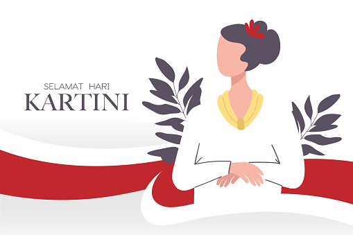Selamat Hari Kartini Celebration Happy Kartini Day. Indonesian activist who advocated for women's rights and female education. Feminism heroes.