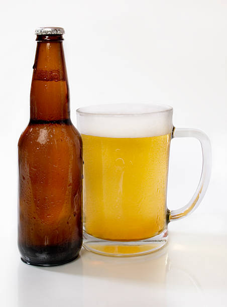 istock Beer bottle with pint glass 139903429