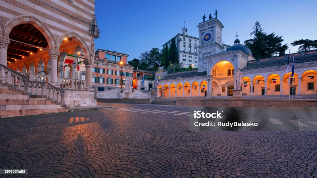 Udine, Italy. Cityscape image of downtown Udine, Italy with town square at sunrise. Udine Stock Photo