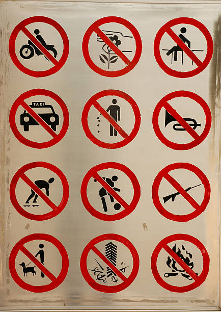 signs in a chinese park stock photo
