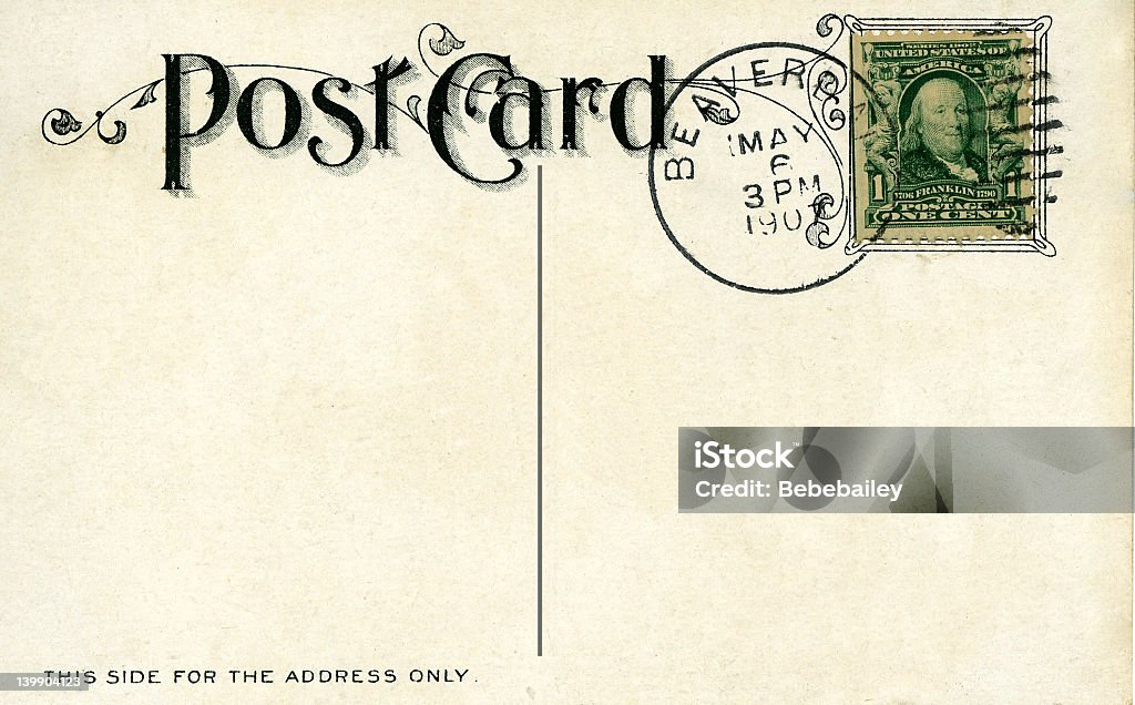 vintage postal 1907 - Foto de stock de Anticuado libre de derechos