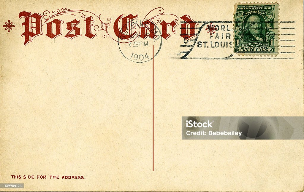 Cartão postal Vintage de 1904 - Foto de stock de Antigo royalty-free