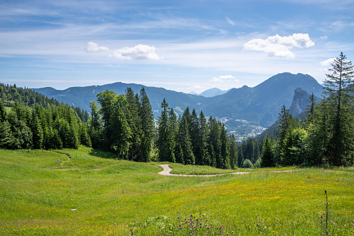 Landscape above the German village of Garmisch Partenkirchen. High quality photo