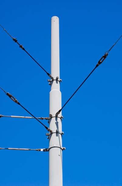 istock Overhead cables and mast on the railway. 1399043216