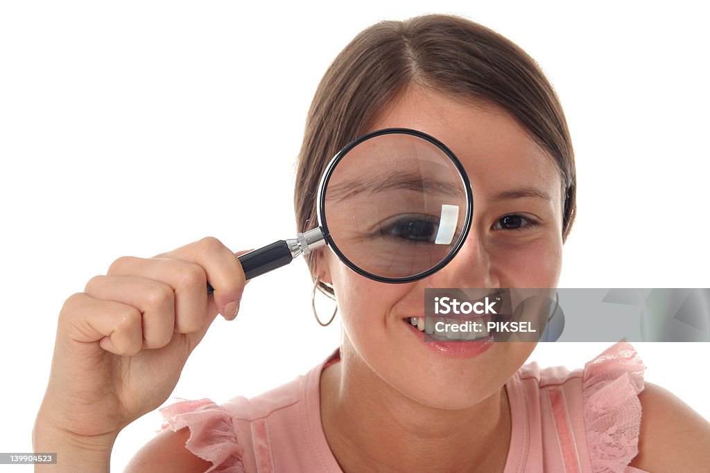 虫眼鏡を持つ女性 - あこがれのロイヤリティフリーストックフォト