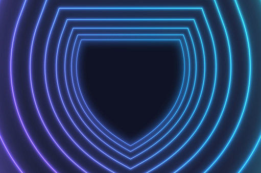 Shield glow lines abstract background with space for your copy.