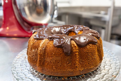 Cake with chocolate ganache