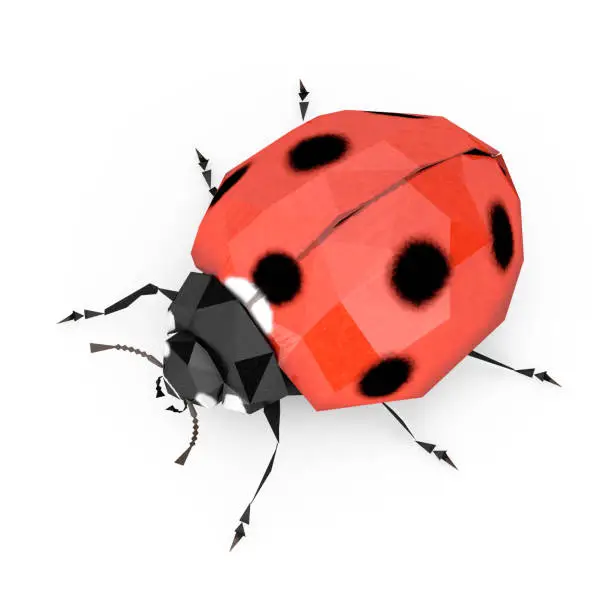 Photo of Abstract Low Poly Red  Beautiful Ladybird Art. 3d Rendering