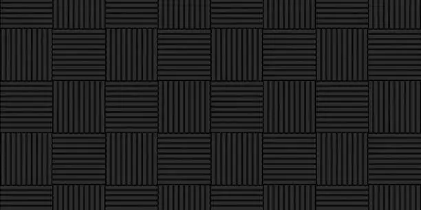 Photo of Black Acoustic Foam Panel Background Texture. 3d Rendering