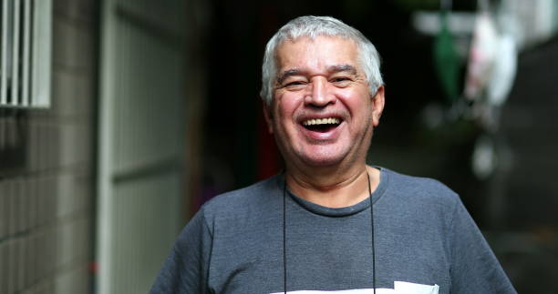 istock Casual older man laughing at camera. Senior smile feeling happy 1399054023
