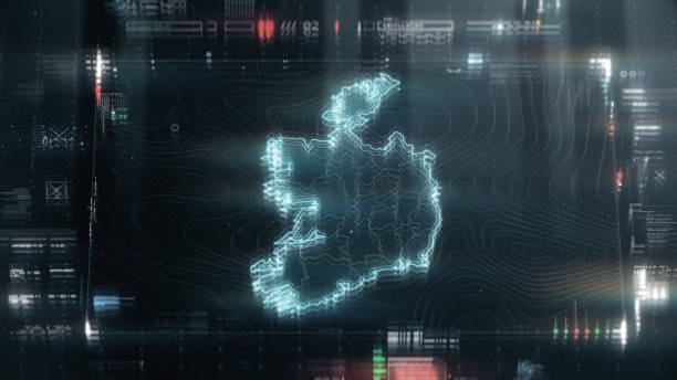 istock Map of Ireland infographics on digital screen 1399055257