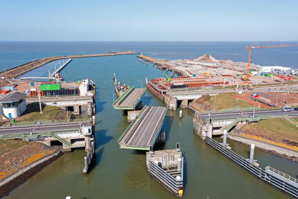 istock Aerial from a rotating bridge at the Afsluitdijk in the Netherlands 1399056532