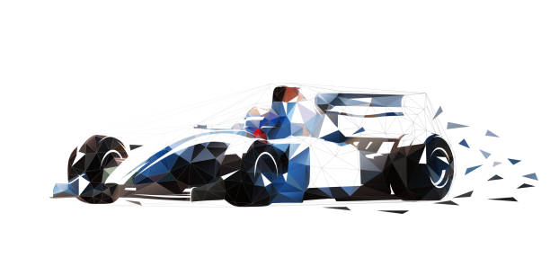формула гоночный автомобиль, низкий полигональный изолированный вектор иллюстрации - низкий гонщик stock illustrations