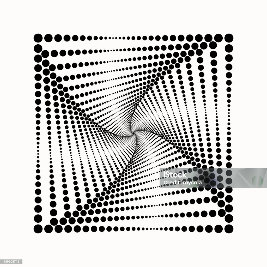 Dashed Rotating Square Abstract Dynamic Dotted Square With Rotating Frame Black Design Element ...