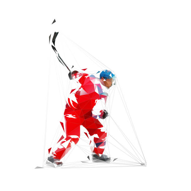 istock Ice hockey player shooting puck, isolated low polygonal vector illustration, abstract geometric drawing 1399057555