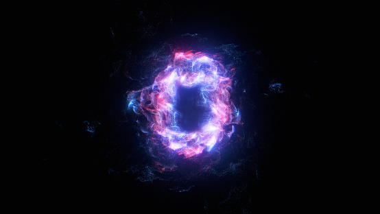 Particle Plasma Burst on black background