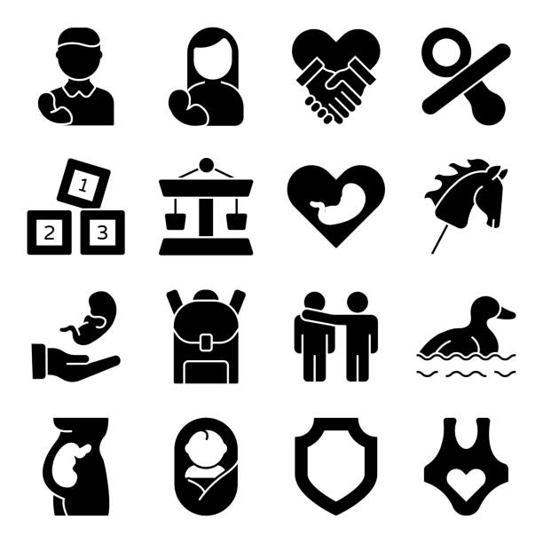 stockillustraties, clipart, cartoons en iconen met pack of family relations solid icons - pregnant count